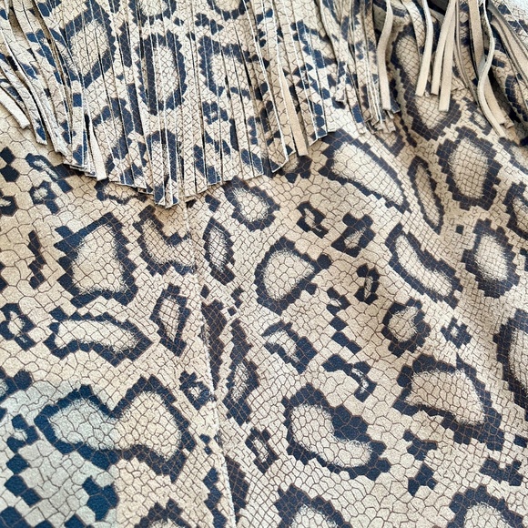 Hedi Slimane Suede Fringe Jacket, Saint Laurent, Snake print, new with tags - Picture 9 of 14